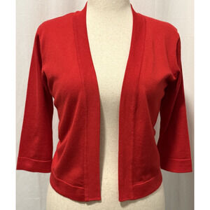 Urban CoCo Red Open Front Cardigan Cropped 3/4 Sleeve Knit Lightweight XL Office